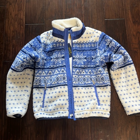 POLO Ralph Lauren Fleece Ski Winter Jacket Kids S L Blue White